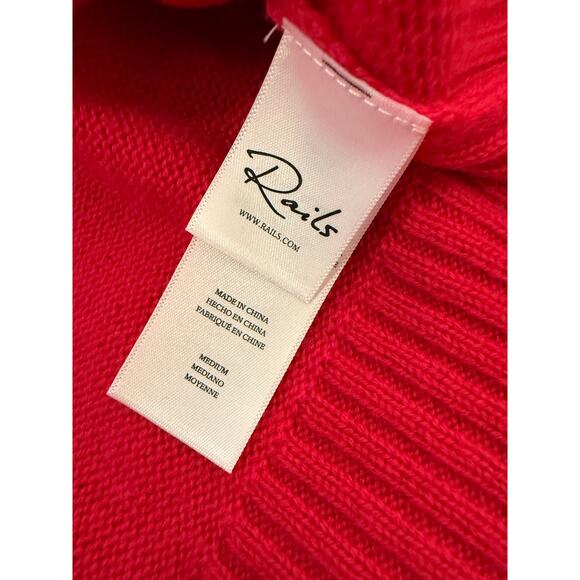 Rails Wool Cashmere Hot Pink Mock Turtleneck Soft Oversized Medium Sweater - Picture 6 of 8